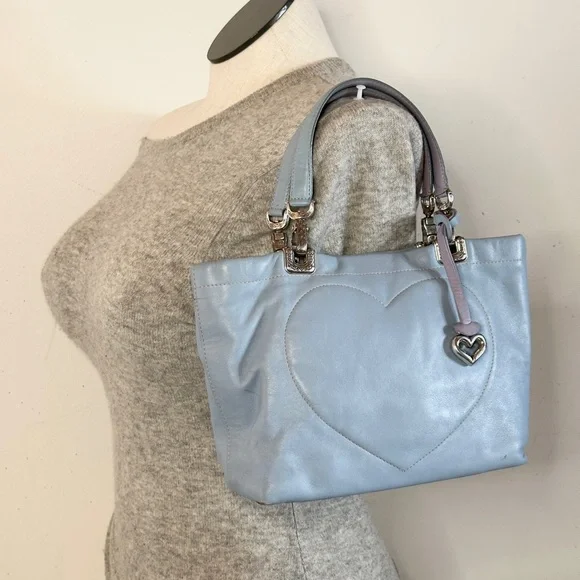 Brighton Leather Heart Small Tote Bag C740004 Cornflower Blue - Picture 9 of 15